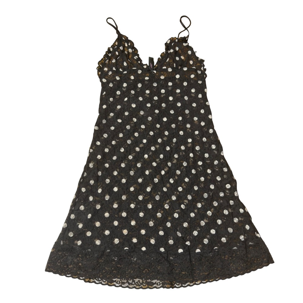 Victorias Secret The Lacie Black Lace Polka Dot Nightgown